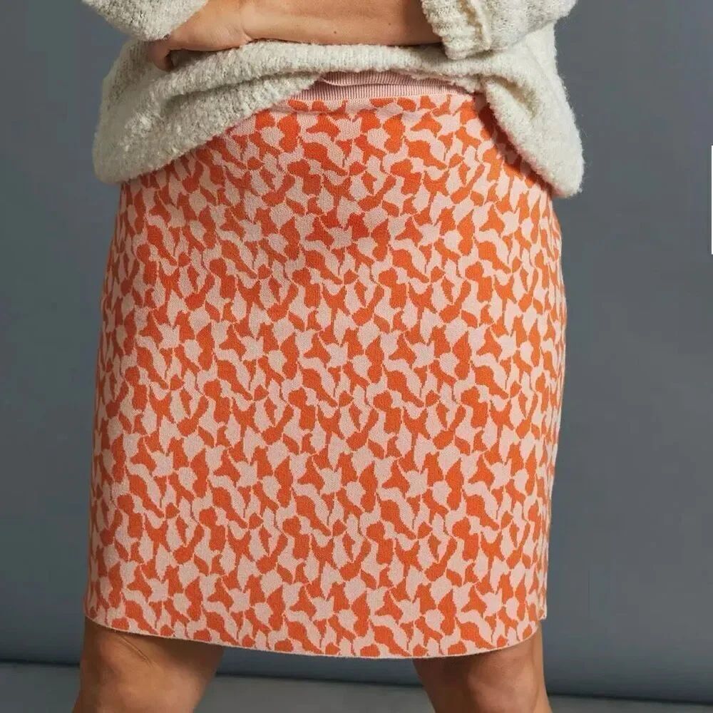 Anthropologie | Anthro Maeve Anja Sweater Midi Skirt Pink Orange size X-Small XS